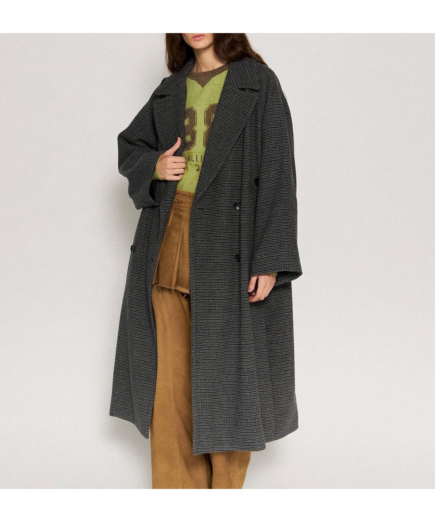 【メゾンスペシャル/MAISON SPECIAL】のGun Club Plaid Long Coat 人気、トレンドファッション・服の通販 founy(ファニー) 　ファッション　Fashion　レディースファッション　WOMEN　アウター　Coat Outerwear　コート　Coats　スリーブ　Sleeve　ダブル　Double　チェック　Check　ロング　Long　冬　Winter　無地　Plain Color　 other-1|ID: prp329100004158914 ipo3291000000028694488