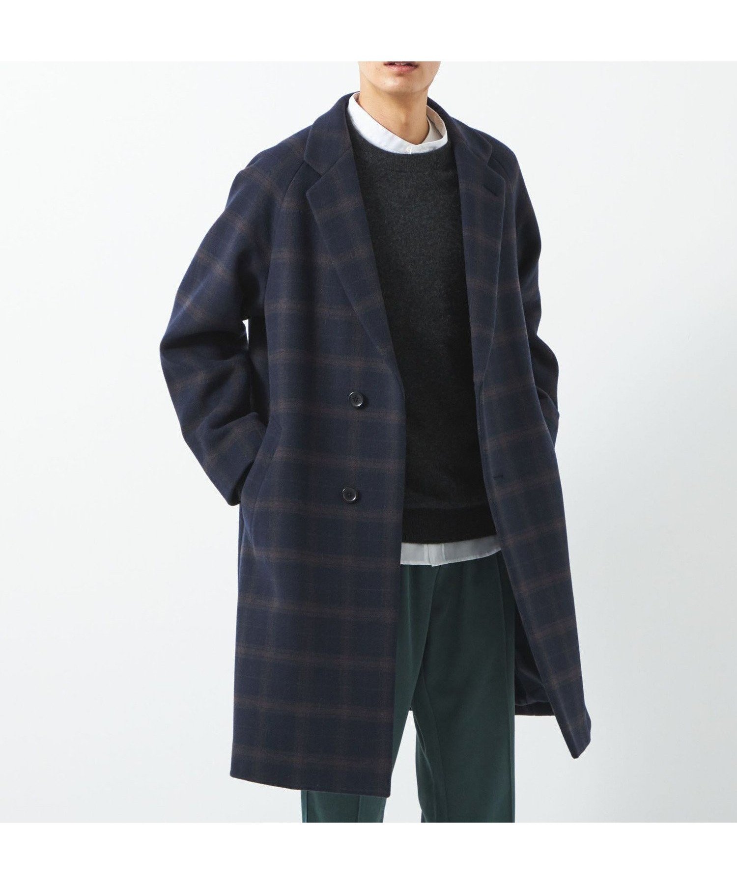 【その他のブランド/Other】のSENTDALE WOOL チェスターコート インテリア・キッズ・メンズ・レディースファッション・服の通販 founy(ファニー) 　ファッション　Fashion　メンズファッション　MEN　インナー　Inner　スポーツ　Sports　スリーブ　Sleeve　チェスターコート　Chester Coat　チェック　Check　メルトン　Melton　おすすめ　Recommend　NAVY|ID: prp329100004159074 ipo3291000000028749693