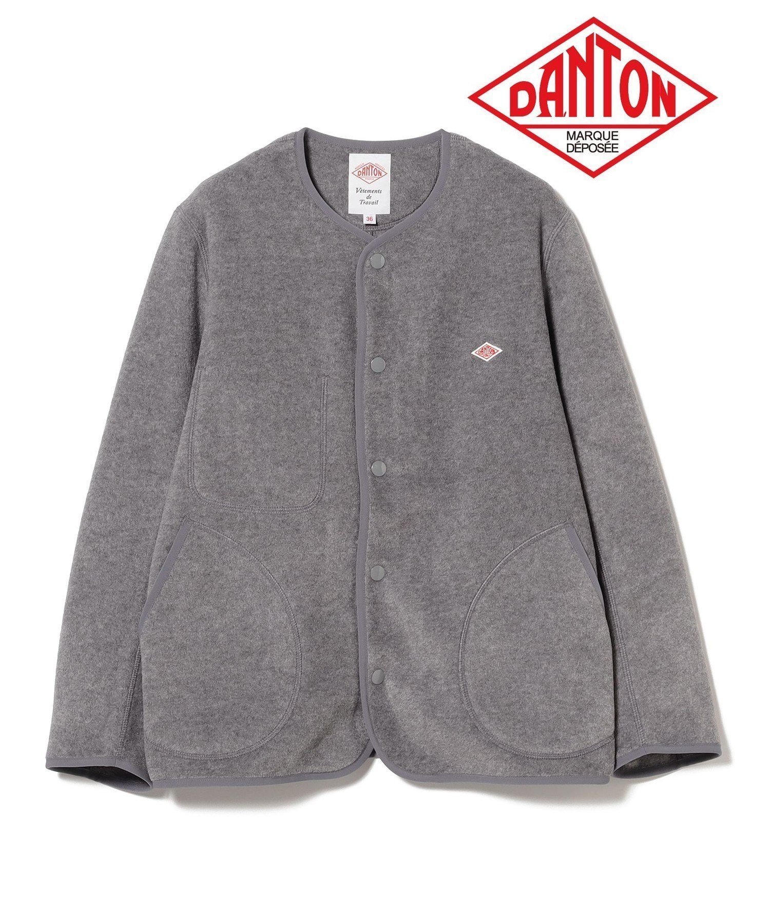 【ビーミングライフストアバイビームス/B:MING LIFE STORE by BEAMS】のDANTON / ノーカラー フリース ジャケット 24FW(34~36) インテリア・キッズ・メンズ・レディースファッション・服の通販 founy(ファニー) 　ファッション　Fashion　レディースファッション　WOMEN　アウター　Coat Outerwear　ジャケット　Jackets　インナー　Inner　カーディガン　Cardigan　ジャケット　Jacket　タートル　Turtle　デニム　Denim　パイピング　Piping　ポケット　Pocket　DARK.GREY|ID: prp329100004159100 ipo3291000000028945356