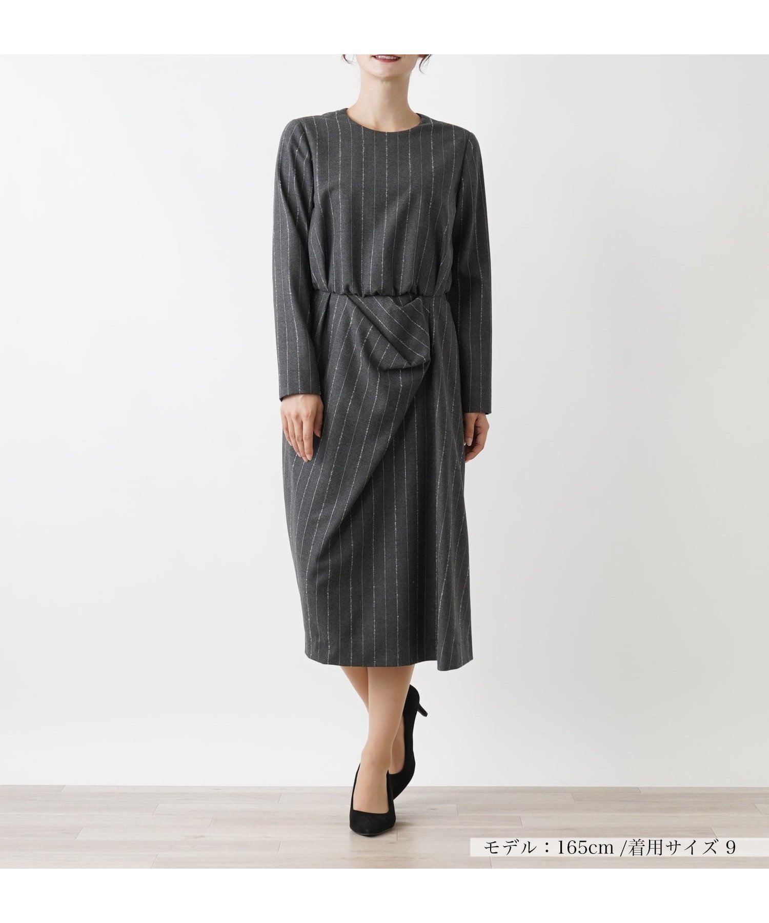 【レリアン/LEILIAN】のワンピ-ス 人気、トレンドファッション・服の通販 founy(ファニー) 　ファッション　Fashion　レディースファッション　WOMEN　ワンピース　Dress　アシンメトリー　Asymmetry　ストライプ　Stripe　スリット　Slit　ドレープ　Drape　バランス　Balance　エレガント 上品　Elegant　秋　Autumn/Fall　 other-1|ID: prp329100004160490 ipo3291000000028717078