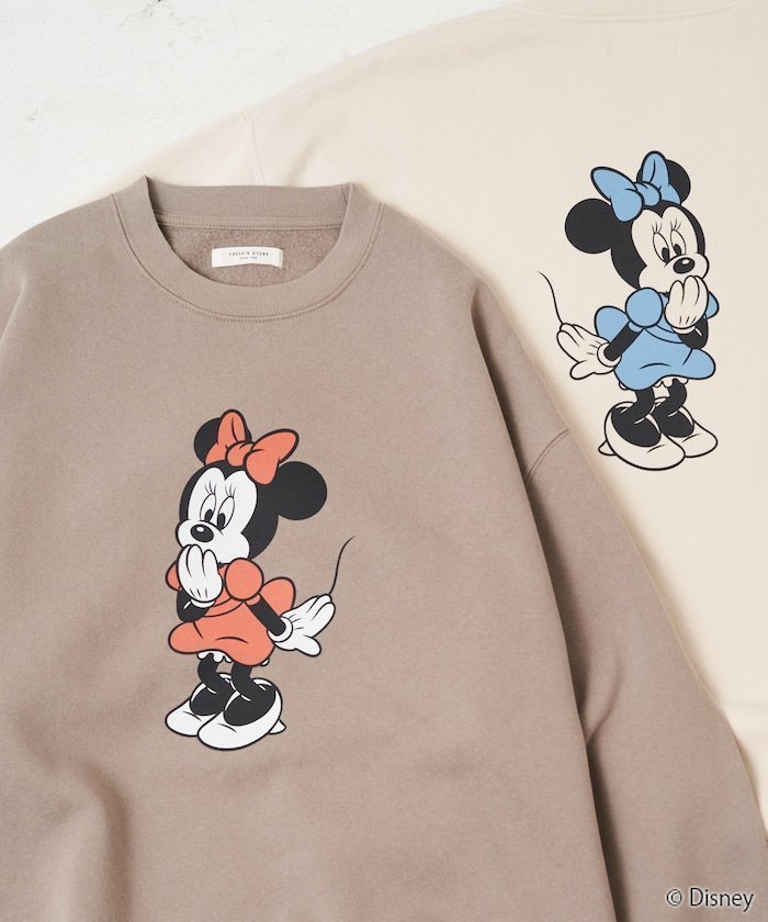 【フリークスストア/FREAK'S STORE】の別注/Minnie Mouse/ミニーマウス 前後 プリント vintage 加工 スウェット【限定展開】 24AW インテリア・キッズ・メンズ・レディースファッション・服の通販 founy(ファニー) 　ファッション　Fashion　レディースファッション　WOMEN　トップス・カットソー　Tops/Tshirt　パーカ　Sweats　スウェット　Sweat　2024年　2024　2024-2025秋冬・A/W　Aw/Autumn/Winter/Fw/Fall/2024-2025　A/W・秋冬　Aw・Autumn/Winter・Fw・Fall-Winter　冬　Winter　スウェット　Sweat　スペシャル　Special　ビッグ　Big　プリント　Print　ベーシック　Basic　ヴィンテージ　Vintage　別注　Special Order　ベージュ|ID: prp329100004160523 ipo3291000000028717377