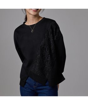 【ジャイロ/JAYRO】のレース切替アシンメトリープルオーバー 人気、トレンドファッション・服の通販 founy(ファニー) ファッション Fashion レディースファッション WOMEN トップス・カットソー Tops/Tshirt プルオーバー Pullover A/W・秋冬 Aw・Autumn/Winter・Fw・Fall-Winter おすすめ Recommend スウェット Sweat スラックス Slacks ダウン Down デニム Denim バランス Balance ポケット Pocket レース Race 切替 Switching |ID:prp329100004160733