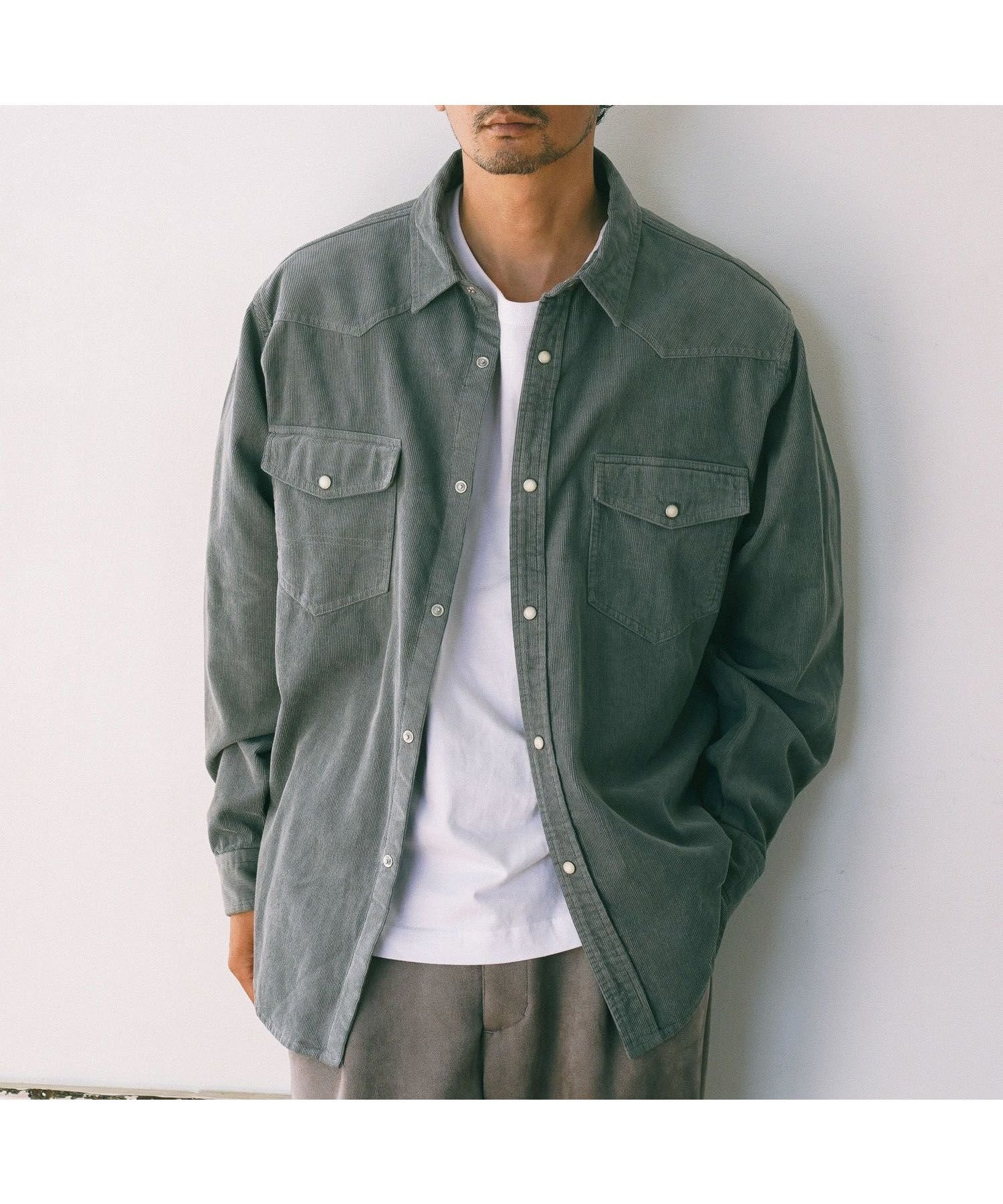 【ベイフロー/BAYFLOW / MEN】のウエスタン長袖シャツ インテリア・キッズ・メンズ・レディースファッション・服の通販 founy(ファニー) 　ファッション　Fashion　メンズファッション　MEN　インナー　Inner　ウエスタン　Western　カーディガン　Cardigan　コーデュロイ　Corduroy　デニム　Denim　フラップ　Flap　ヨーク　Yoke　ヴィンテージ　Vintage　秋　Autumn/Fall　羽織　Haori　長袖　Long Sleeve　グレー18|ID: prp329100004161594 ipo3291000000028728894