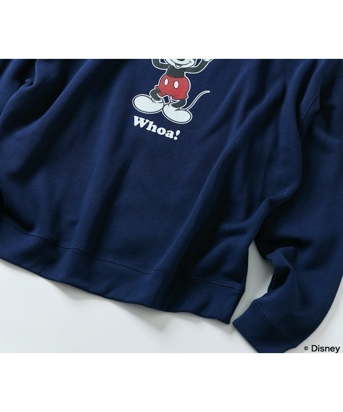 【その他のブランド/Other】のDISNEY ディズニー ミッキーマウス/別注 リラックスフィット クルーネック プリントスウェット Whoa 【限定展開】 インテリア・キッズ・メンズ・レディースファッション・服の通販 founy(ファニー) 　ファッション　Fashion　メンズファッション　MEN　A/W・秋冬　Aw・Autumn/Winter・Fw・Fall-Winter　冬　Winter　おすすめ　Recommend　カーゴパンツ　Cargo Pants　グラフィック　Graphic　シンプル　Simple　スウェット　Sweat　デニム　Denim　ビッグ　Big　フィット　Fit　フロント　Front　プリント　Print　ボトム　Bottom　リラックス　Relax　別注　Special Order　定番　Standard　ネイビー|ID: prp329100004161967 ipo3291000000028737080