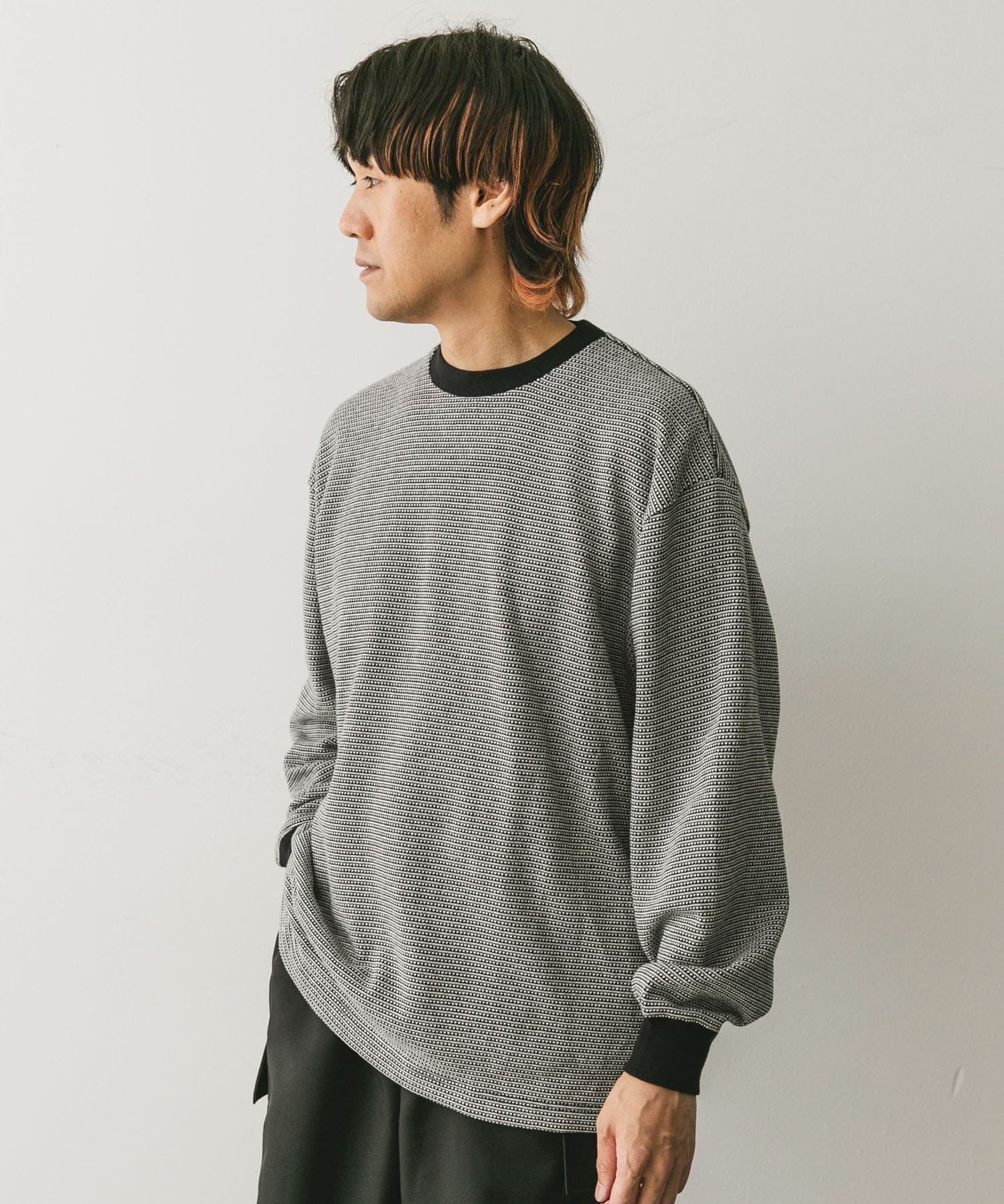 【アーバンリサーチ ドアーズ/URBAN RESEARCH DOORS / MEN】のジャガードボーダー ロングスリーブ Tシャツ 人気、トレンドファッション・服の通販 founy(ファニー) 　ファッション　Fashion　メンズファッション　MEN　2024年　2024　2024-2025秋冬・A/W　Aw/Autumn/Winter/Fw/Fall/2024-2025　A/W・秋冬　Aw・Autumn/Winter・Fw・Fall-Winter　冬　Winter　スリーブ　Sleeve　トレンド　Trend　ボーダー　Border　リラックス　Relax　ロング　Long　 other-1|ID: prp329100004161995 ipo3291000000028737304