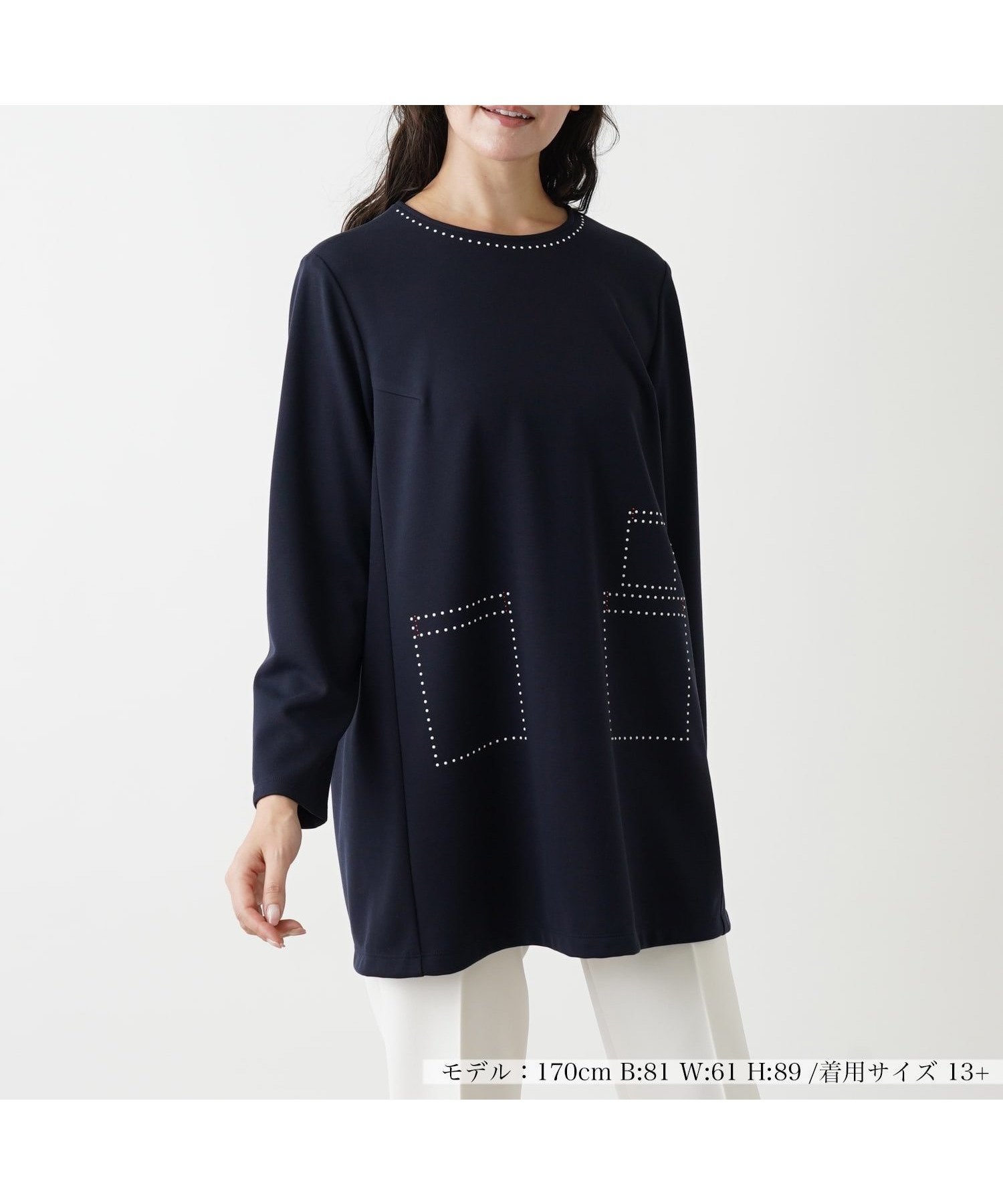 【レリアンプラスハウス/Leilian PLUS HOUSE】のカットソー 人気、トレンドファッション・服の通販 founy(ファニー) 　ファッション　Fashion　レディースファッション　WOMEN　トップス・カットソー　Tops/Tshirt　カットソー　Cut and Sewn　ウォッシャブル　Washable　カットソー　Cut And Sew　シンプル　Simple　ビジュー　Bijou　フィット　Fit　フェミニン　Feminine　フロント　Front　ロング　Long　秋　Autumn/Fall　 other-1|ID: prp329100004162999 ipo3291000000029233835