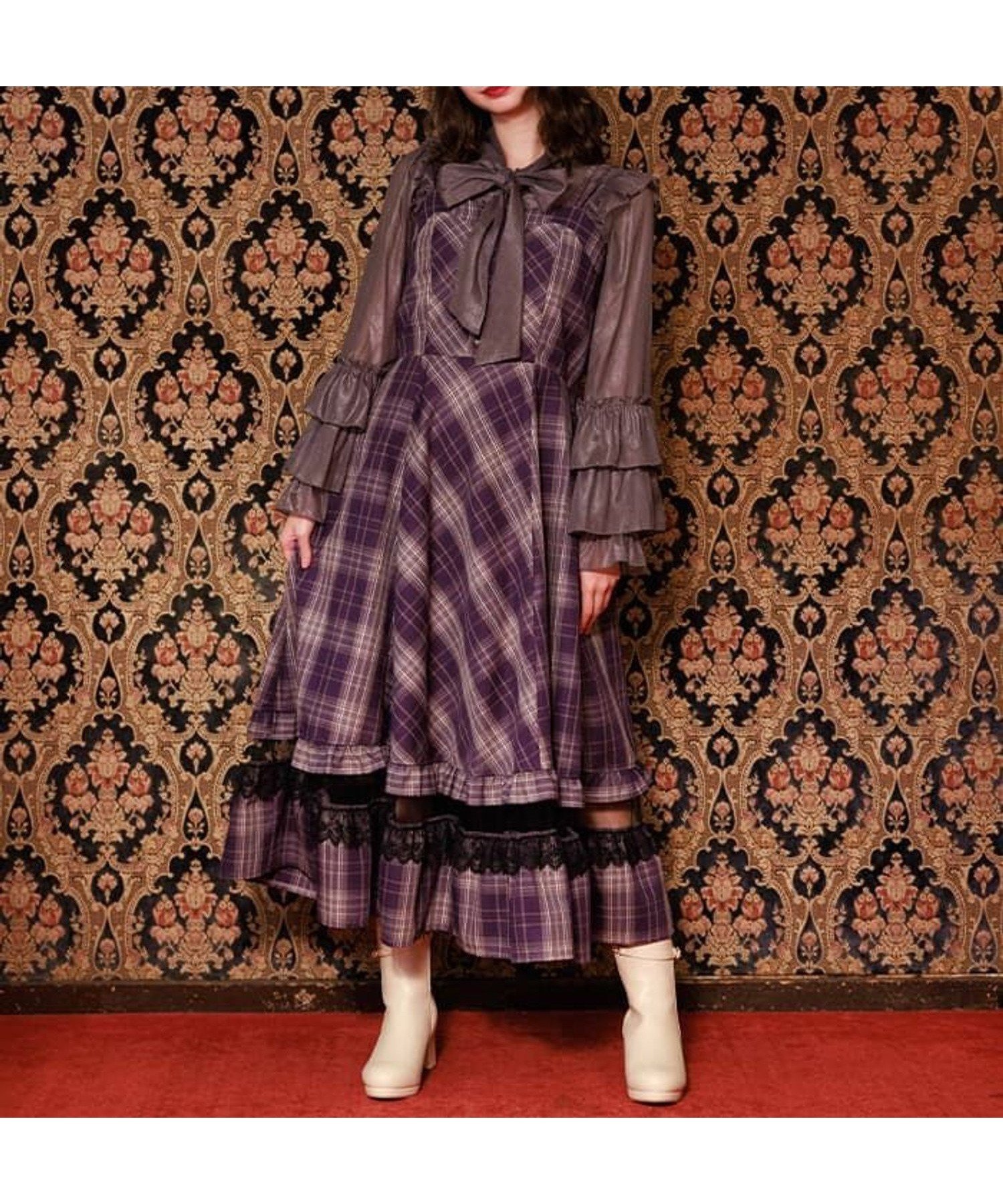 【アクシーズファム/axes femme】のタータンチェックジャンスカ 人気、トレンドファッション・服の通販 founy(ファニー) 　ファッション　Fashion　レディースファッション　WOMEN　インナー　Inner　クラシカル　Classical　スタッズ　Studs　フロント　Front　ロング　Long　 other-1|ID: prp329100004163020 ipo3291000000028949368