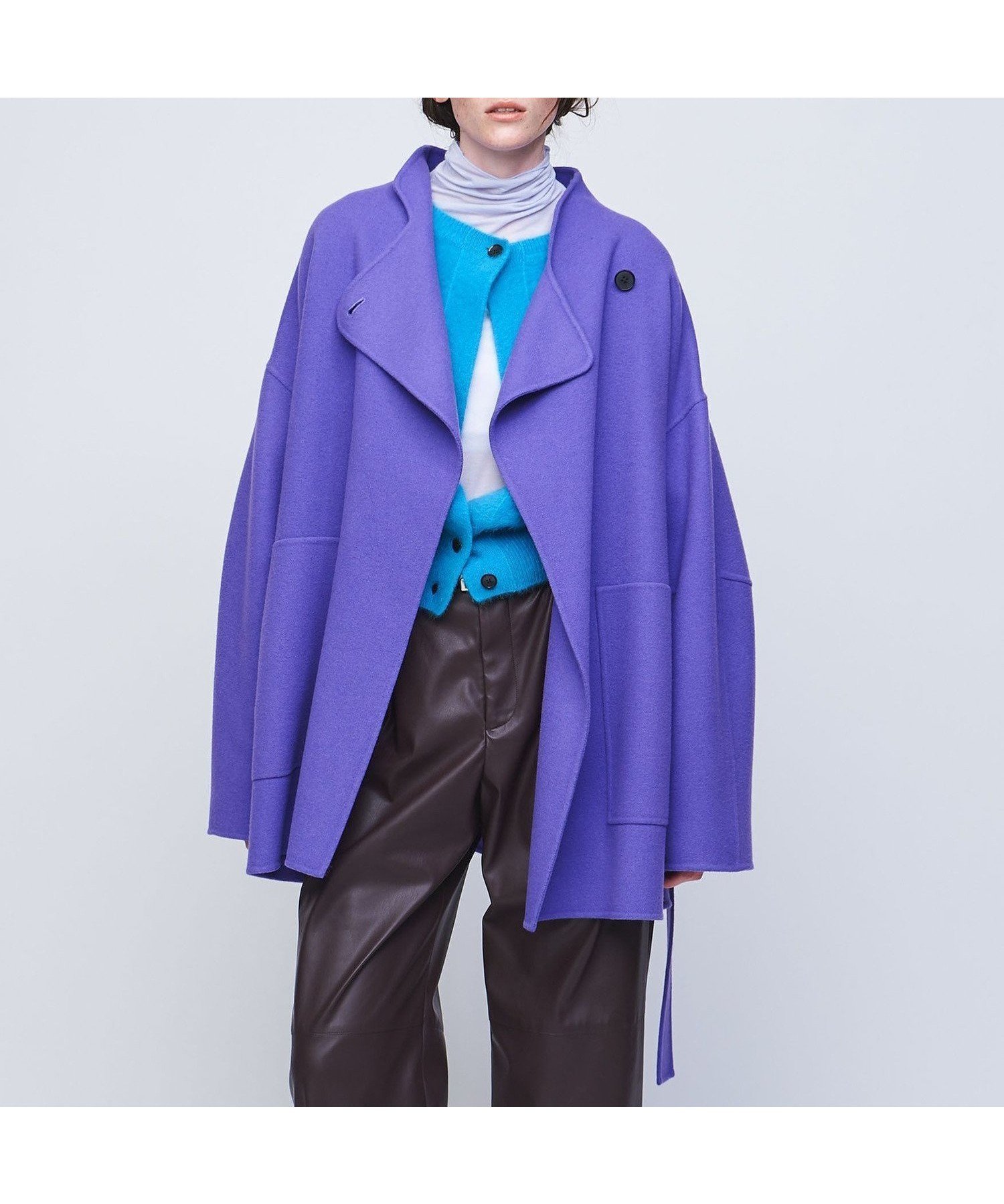 【ユナイテッドアローズ/UNITED ARROWS】のAEWEN MATOPH ミドル ベルト リバーコート 人気、トレンドファッション・服の通販 founy(ファニー) 　ファッション　Fashion　レディースファッション　WOMEN　アウター　Coat Outerwear　コート　Coats　ベルト　Belts　ジャカード　Jacquard　ダブル　Double　パープル　Purple　フェイス　Face　ボトム　Bottom　ボトルネック　Bottleneck　ポケット　Pocket　マニッシュ　Mannish　ミドル　Middle　メルトン　Melton　ワイド　Wide　 other-1|ID: prp329100004163038 ipo3291000000028754507