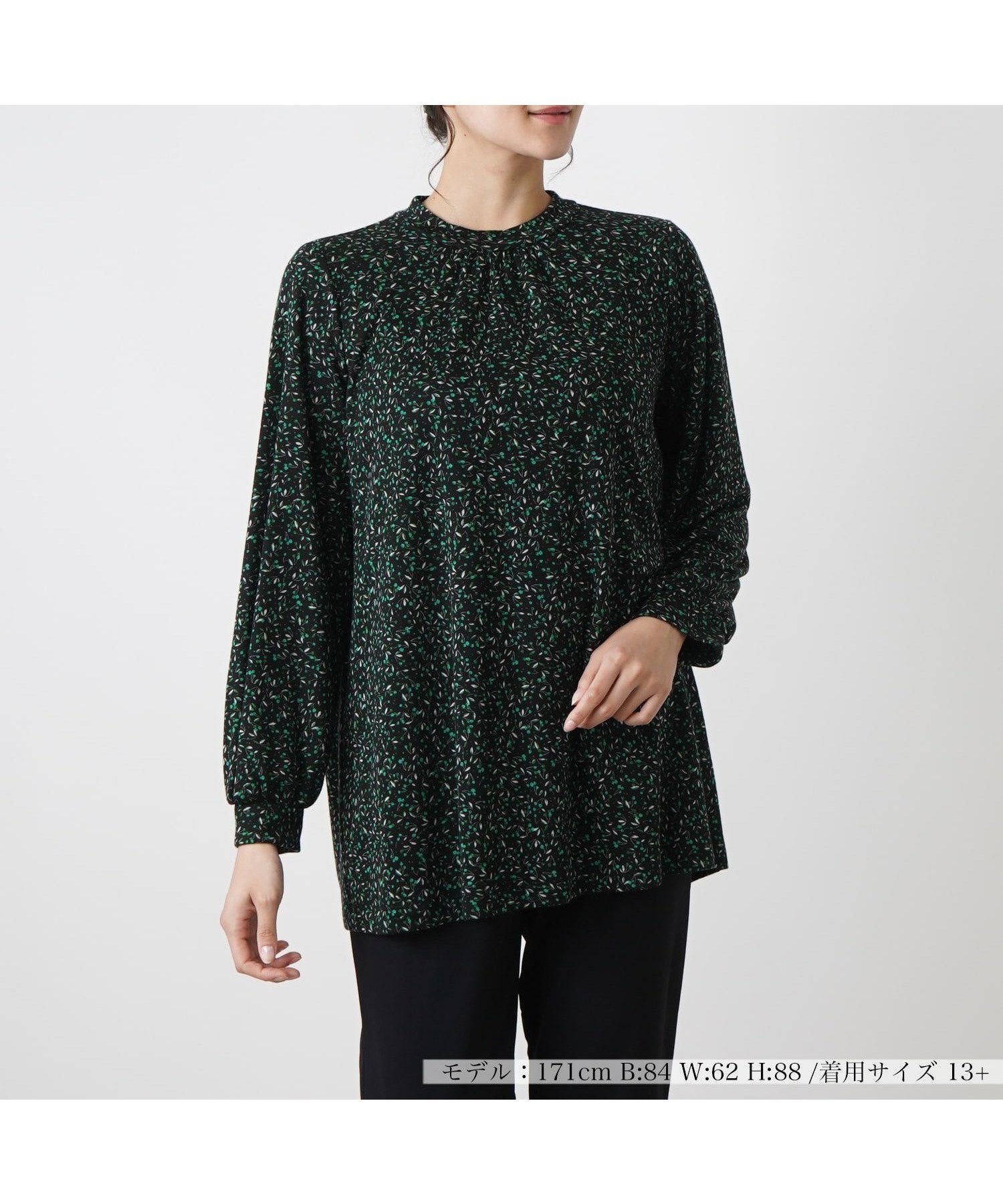 【レリアンプラスハウス/Leilian PLUS HOUSE】の長袖カットソー 人気、トレンドファッション・服の通販 founy(ファニー) 　ファッション　Fashion　レディースファッション　WOMEN　トップス・カットソー　Tops/Tshirt　カットソー　Cut and Sewn　ウォッシャブル　Washable　カットソー　Cut And Sew　シンプル　Simple　スリーブ　Sleeve　ハイネック　High Neck　バランス　Balance　プリント　Print　ボタニカル　Botanical　リラックス　Relax　秋　Autumn/Fall　長袖　Long Sleeve　 other-1|ID: prp329100004163187 ipo3291000000028755440