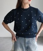 【リベリー/Riberry】のスポンディッシュハート刺繍半袖ニット 人気、トレンドファッション・服の通販 founy(ファニー) ファッション Fashion レディースファッション WOMEN トップス・カットソー Tops/Tshirt ニット Knit Tops おすすめ Recommend コンパクト Compact シンプル Simple スラックス Slacks スリーブ Sleeve デニム Denim バランス Balance ボトム Bottom ロング Long 半袖 Short Sleeve thumbnail ネイビー|ID: prp329100004163752 ipo3291000000028759276