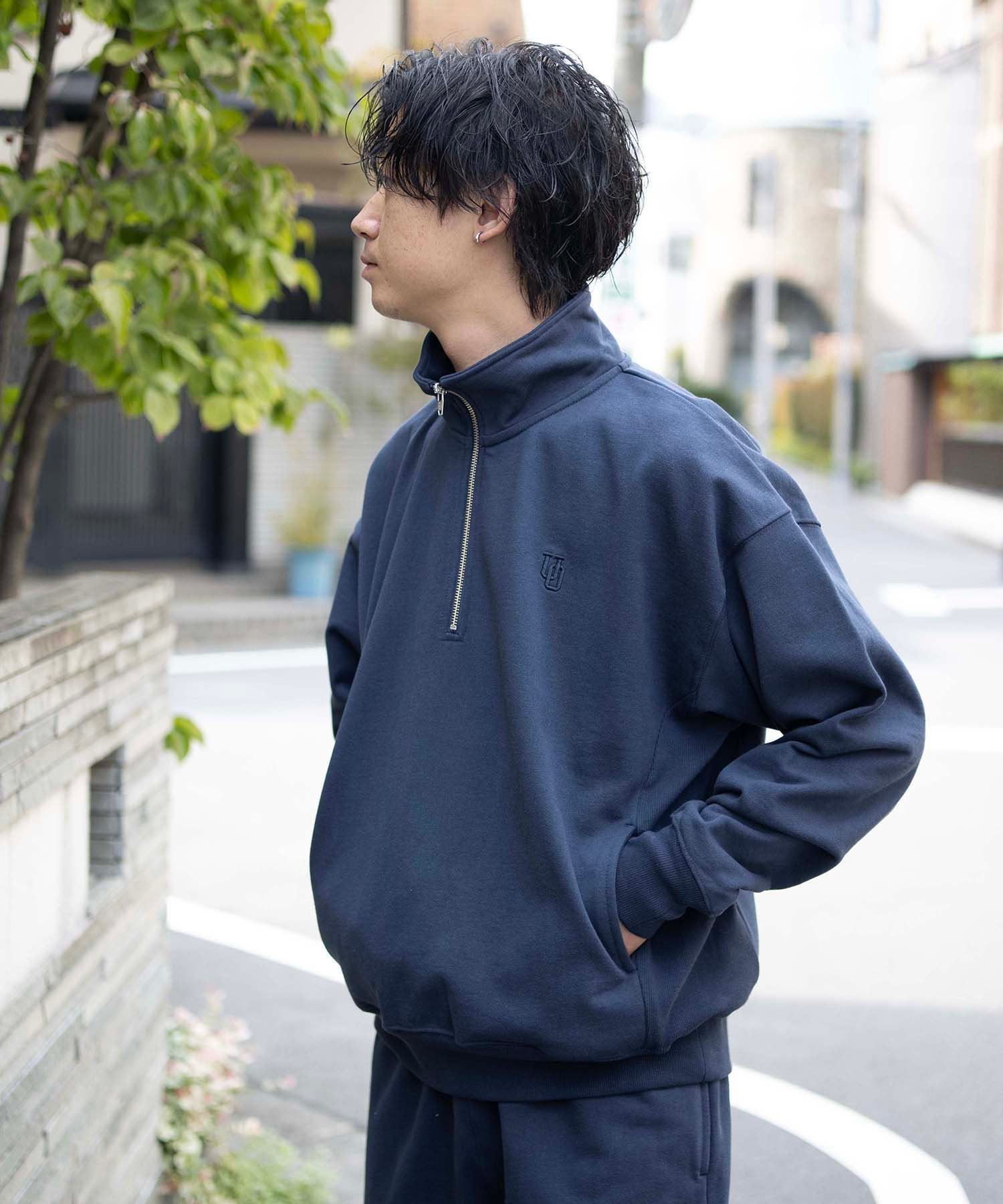 【ユニバーサル オーバーオール/UNIVERSAL OVERALL】のSWEAT HALF ZIP インテリア・キッズ・メンズ・レディースファッション・服の通販 founy(ファニー) 　ファッション　Fashion　レディースファッション　WOMEN　トップス・カットソー　Tops/Tshirt　パーカ　Sweats　スウェット　Sweat　ポケット　Pocket　ワーク　Work　定番　Standard　NAVY|ID: prp329100004163835 ipo3291000000028759842