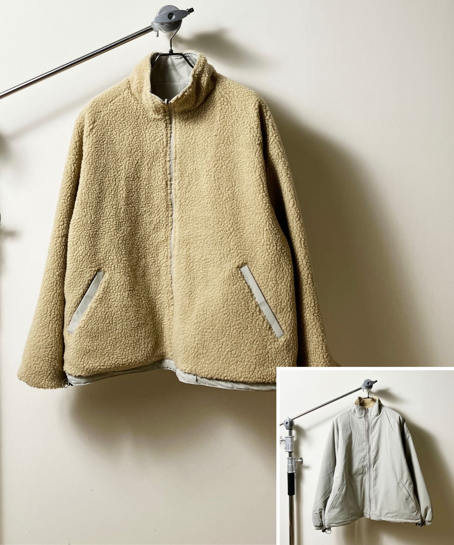 【その他のブランド/Other】のBeimar Reversible Boa Jacket インテリア・キッズ・メンズ・レディースファッション・服の通販 founy(ファニー) 　ファッション　Fashion　レディースファッション　WOMEN　アウター　Coat Outerwear　ジャケット　Jackets　アウトドア　Outdoor　ジャケット　Jacket　スポーティ　Sporty　ドローコード　Draw Cord　バルーン　Balloon　ミリタリー　Military　メンズ　Mens　リバーシブル　Reversible　ワーク　Work　防寒　Cold Protection　GREY|ID: prp329100004165451 ipo3291000000028787858