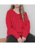 【コカ/COCA】のヤック風フワフワVネックプルオーバーニット Red|ID: prp329100004166800 ipo3291000000029138398