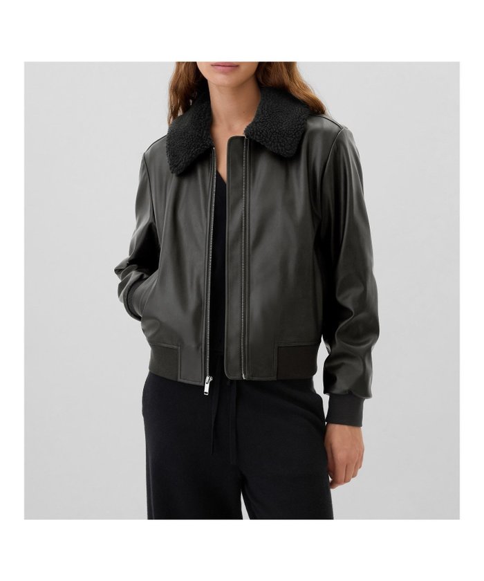 【ギャップ/GAP】のV-FAUX LEATHER BOMBER JACKET インテリア・キッズ・メンズ・レディースファッション・服の通販 founy(ファニー) https://founy.com/ ファッション Fashion レディースファッション WOMEN アウター Coat Outerwear ジャケット Jackets |ID: prp329100004167592 ipo3291000000028822554