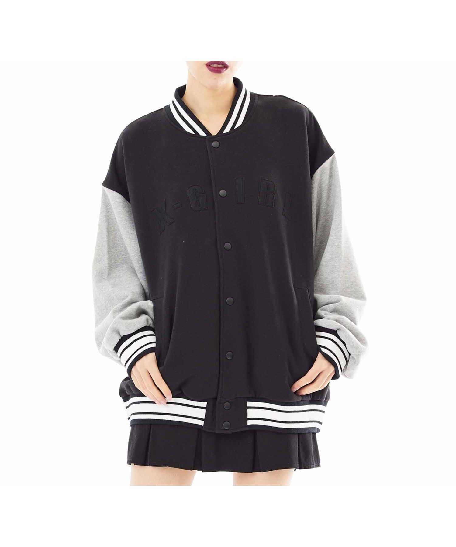 【エックスガール/X-girl】のSWEAT VARSITY JACKET アウター X-girl インテリア・キッズ・メンズ・レディースファッション・服の通販 founy(ファニー) 　ファッション　Fashion　レディースファッション　WOMEN　アウター　Coat Outerwear　ジャケット　Jackets　トップス・カットソー　Tops/Tshirt　パーカ　Sweats　スウェット　Sweat　ビッグ　Big　フェルト　Felt　ロング　Long　春　Spring　BLACK|ID: prp329100004168969 ipo3291000000028843622