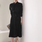 【ミニミニストア/miniministore】のロングワンピース 長袖プリーツワンピ韓国 人気、トレンドファッション・服の通販 founy(ファニー) ファッション Fashion レディースファッション WOMEN ワンピース Dress 秋 Autumn/Fall スタンド Stand トレンド Trend ドレス Dress 長袖 Long Sleeve フレア Flare プリーツ Pleats ベーシック Basic リボン Ribbon ロング Long エレガント 上品 Elegant thumbnail ブラック|ID: prp329100004168976 ipo3291000000028843672