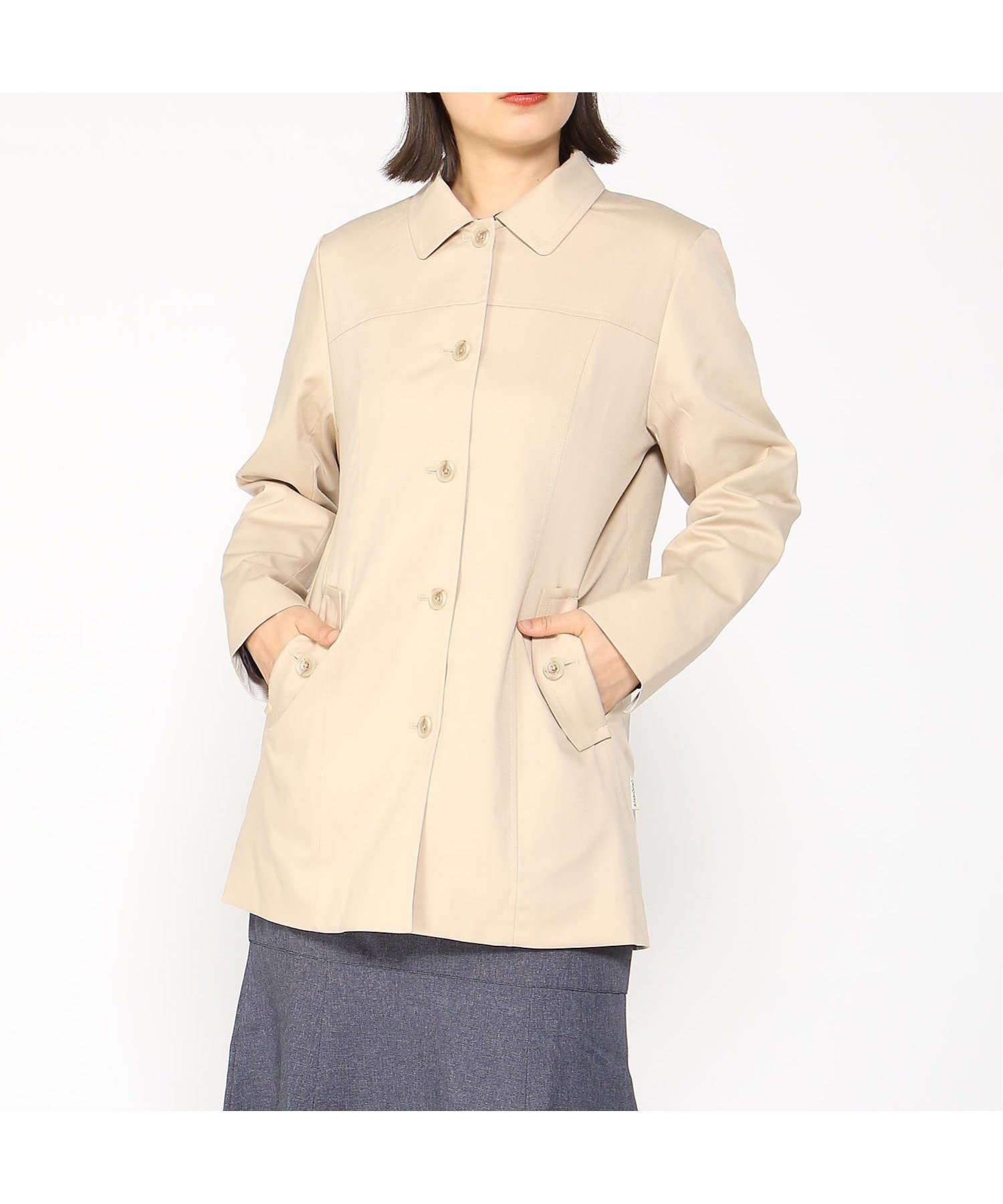 【クロコダイル/CROCODILE】のCROCODILE LADIES/コットンライク ステンカラーコート インテリア・キッズ・メンズ・レディースファッション・服の通販 founy(ファニー) 　ファッション　Fashion　レディースファッション　WOMEN　アウター　Coat Outerwear　コート　Coats　ベージュ|ID: prp329100004169016 ipo3291000000028843958