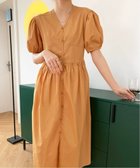 【ミニミニストア/miniministore】のシャツワンピース パフスリーブレトロ風 オレンジ|ID: prp329100004170791 ipo3291000000028864741