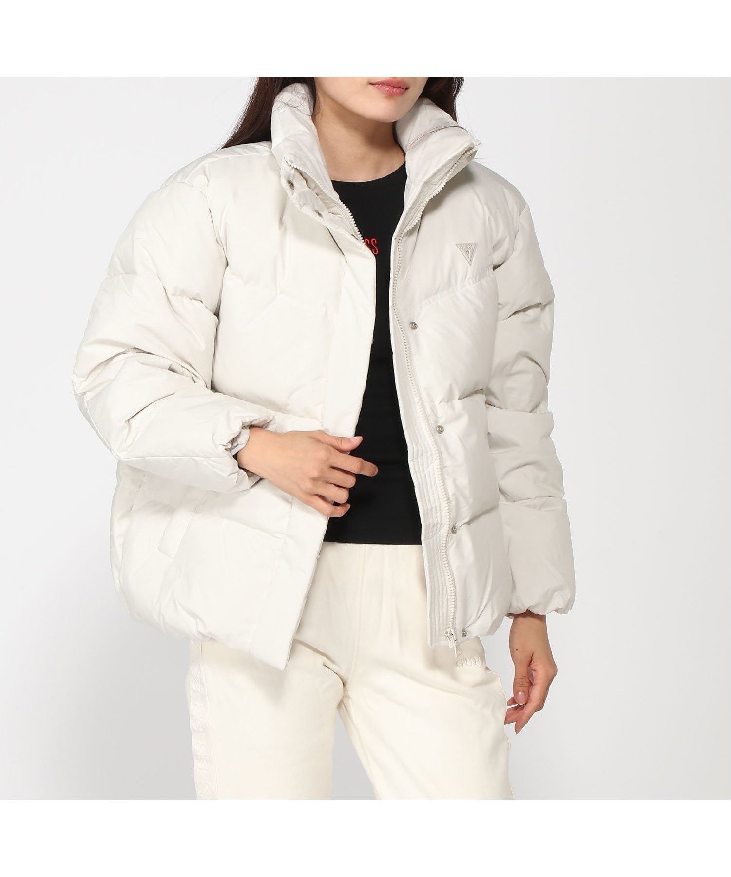 【ゲス/GUESS】のLADIES Down Jacket インテリア・キッズ・メンズ・レディースファッション・服の通販 founy(ファニー) 　ファッション　Fashion　レディースファッション　WOMEN　アウター　Coat Outerwear　ジャケット　Jackets　スタンド　Stand　定番　Standard　ベージュ|ID: prp329100004170804 ipo3291000000028940497