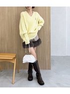 【リリーブラウン/Lily Brown】の【WEB限定カラー】Lily Bearケーブルニットミニワンピース 人気、トレンドファッション・服の通販 founy(ファニー) ファッション Fashion レディースファッション WOMEN ワンピース Dress おすすめ Recommend イエロー Yellow インナー Inner チュニック Tunic thumbnail YEL[032]|ID: prp329100004170971 ipo3291000000028867177