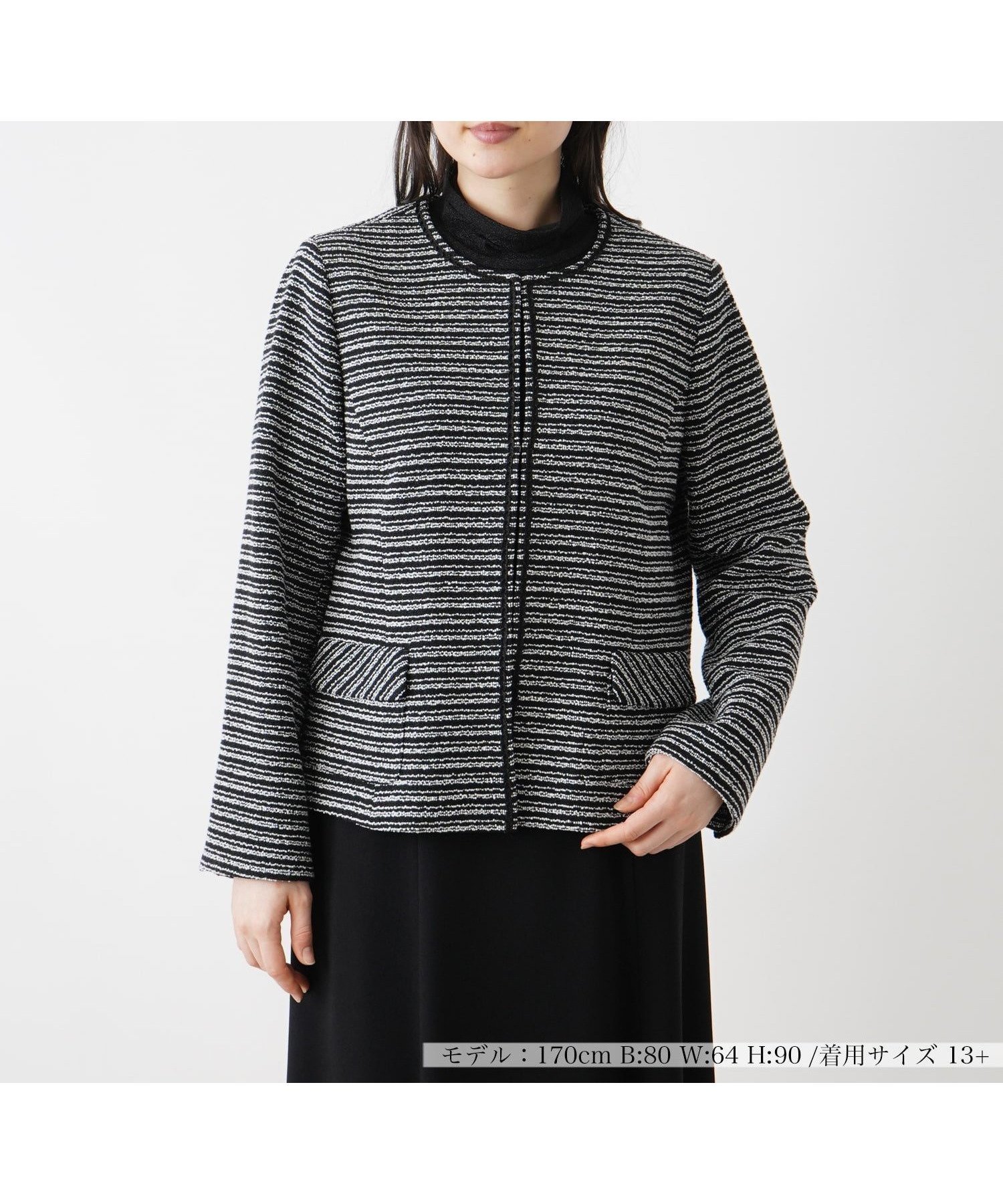 【レリアンプラスハウス/Leilian PLUS HOUSE】のジャケット 人気、トレンドファッション・服の通販 founy(ファニー) 　ファッション　Fashion　レディースファッション　WOMEN　アウター　Coat Outerwear　ジャケット　Jackets　A/W・秋冬　Aw・Autumn/Winter・Fw・Fall-Winter　コンパクト　Compact　シンプル　Simple　ジャケット　Jacket　スリット　Slit　ツイード　Tweed　バランス　Balance　フラップ　Flap　フロント　Front　ボーダー　Border　ポケット　Pocket　エレガント 上品　Elegant　秋　Autumn/Fall　 other-1|ID: prp329100004172179 ipo3291000000028941986