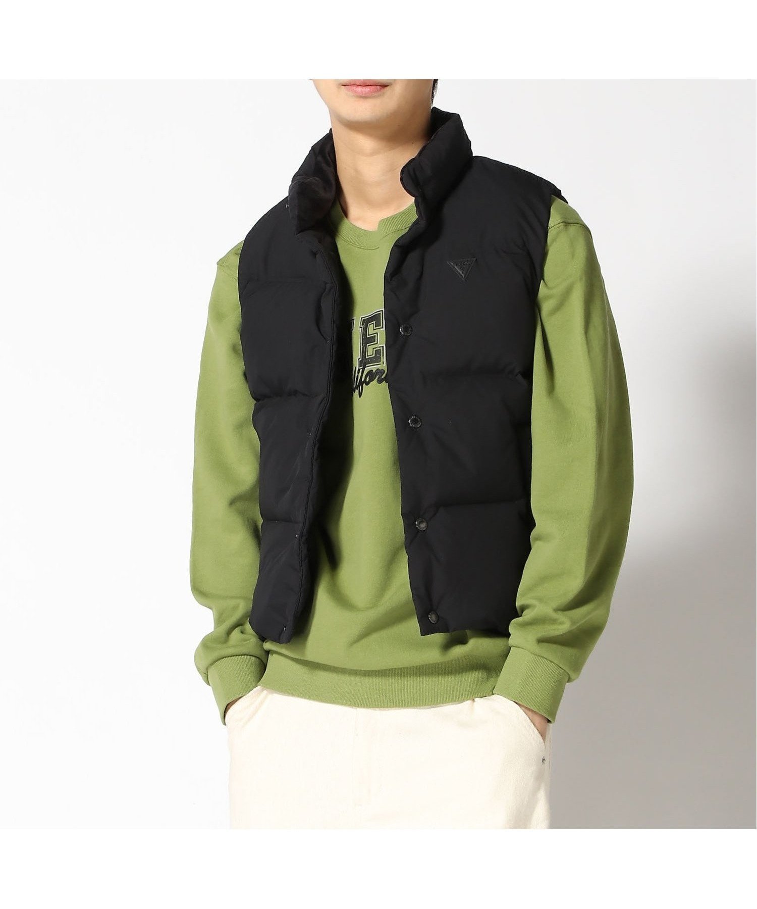 【ゲス/GUESS】のUNI Down Vest インテリア・キッズ・メンズ・レディースファッション・服の通販 founy(ファニー) 　ファッション　Fashion　レディースファッション　WOMEN　アウター　Coat Outerwear　トップス・カットソー　Tops/Tshirt　ベスト/ジレ　Gilets/Vests　ブラック|ID: prp329100004172393 ipo3291000000028885478