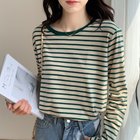 【ミニミニストア/miniministore】のボーダー柄tシャツ 長袖カットソー 春秋 人気、トレンドファッション・服の通販 founy(ファニー) ファッション Fashion レディースファッション WOMEN トップス・カットソー Tops/Tshirt シャツ/ブラウス Shirts/Blouses ロング / Tシャツ T-Shirts カットソー Cut and Sewn アクセサリー Accessories 秋 Autumn/Fall カットソー Cut And Sew クラシック Classic デニム Denim 長袖 Long Sleeve フェミニン Feminine ボーダー Border ラウンド Round リーフ Leaf thumbnail ダークグリーン|ID: prp329100004172626 ipo3291000000028889162