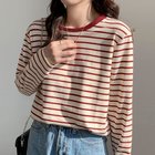 【ミニミニストア/miniministore】のボーダー柄tシャツ 長袖カットソー 春秋 人気、トレンドファッション・服の通販 founy(ファニー) ファッション Fashion レディースファッション WOMEN トップス・カットソー Tops/Tshirt シャツ/ブラウス Shirts/Blouses ロング / Tシャツ T-Shirts カットソー Cut and Sewn アクセサリー Accessories 秋 Autumn/Fall カットソー Cut And Sew クラシック Classic デニム Denim 長袖 Long Sleeve フェミニン Feminine ボーダー Border ラウンド Round リーフ Leaf thumbnail ワインレッド|ID: prp329100004172626 ipo3291000000028889163