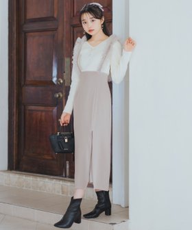 【ウィルセレクション/WILLSELECTION】のチュールフリルジャンスカ 人気、トレンドファッション・服の通販 founy(ファニー) ファッション Fashion レディースファッション WOMEN ショルダー Shoulder スリット Slit チュール Tulle フェミニン Feminine フリル Frills レース Race |ID:prp329100004172764