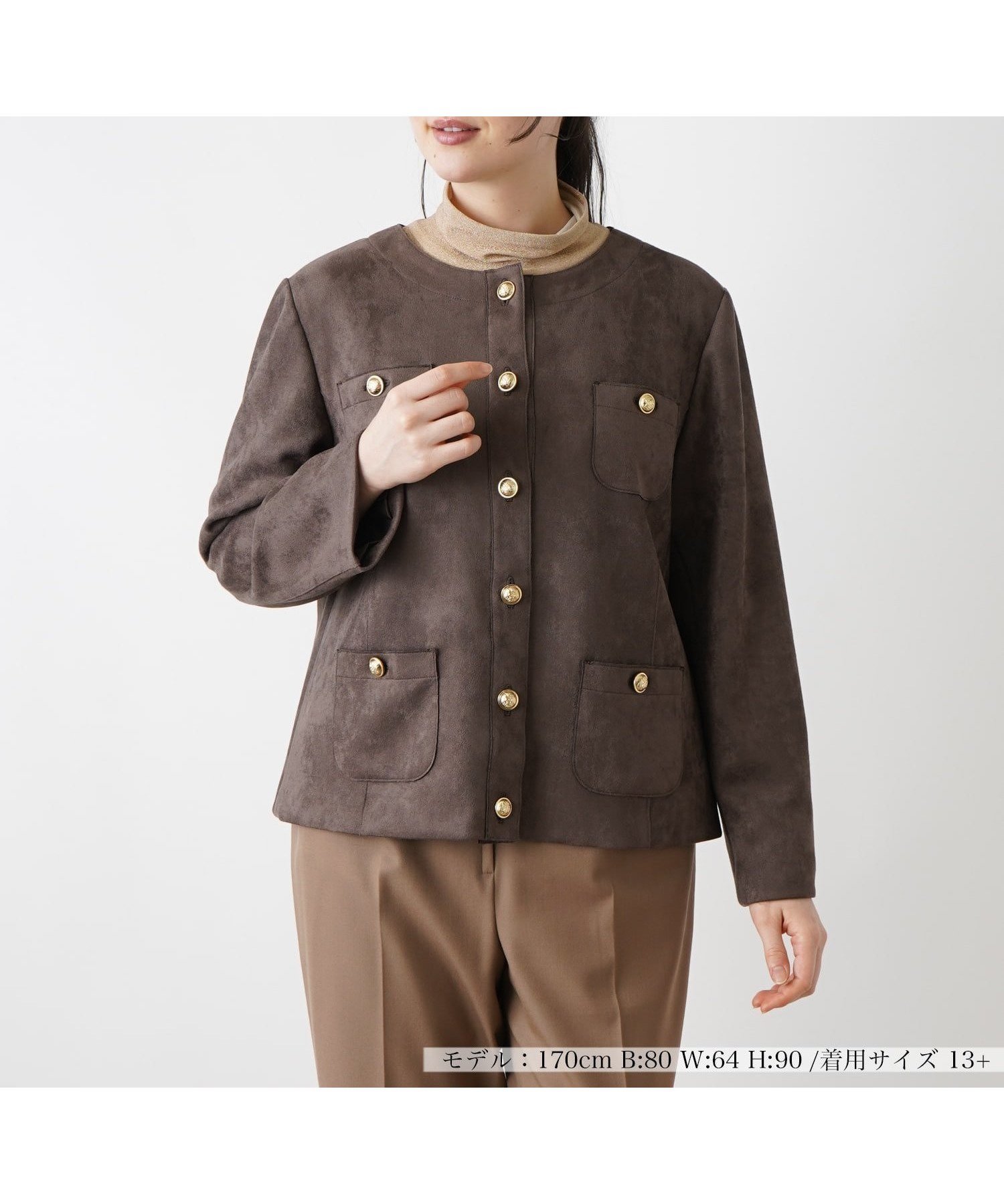 【レリアンプラスハウス/Leilian PLUS HOUSE】のジャケット インテリア・キッズ・メンズ・レディースファッション・服の通販 founy(ファニー) 　ファッション　Fashion　レディースファッション　WOMEN　アウター　Coat Outerwear　ジャケット　Jackets　コンパクト　Compact　ジャケット　Jacket　バランス　Balance　パターン　Pattern　フィット　Fit　フロント　Front　ポケット　Pocket　エレガント 上品　Elegant　秋　Autumn/Fall　ブラウン系2|ID: prp329100004172997 ipo3291000000028902719