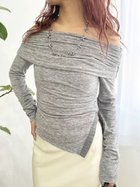 【リリーブラウン/Lily Brown】のサイドホックオフショルダートップス 人気、トレンドファッション・服の通販 founy(ファニー) ファッション Fashion レディースファッション WOMEN トップス・カットソー Tops/Tshirt オフショルダー トップス Off the Shoulder Top アシンメトリー Asymmetry ギャザー Gather ファブリック Fabric ベロア Velor thumbnail GRY[006]|ID: prp329100004173806 ipo3291000000028922585