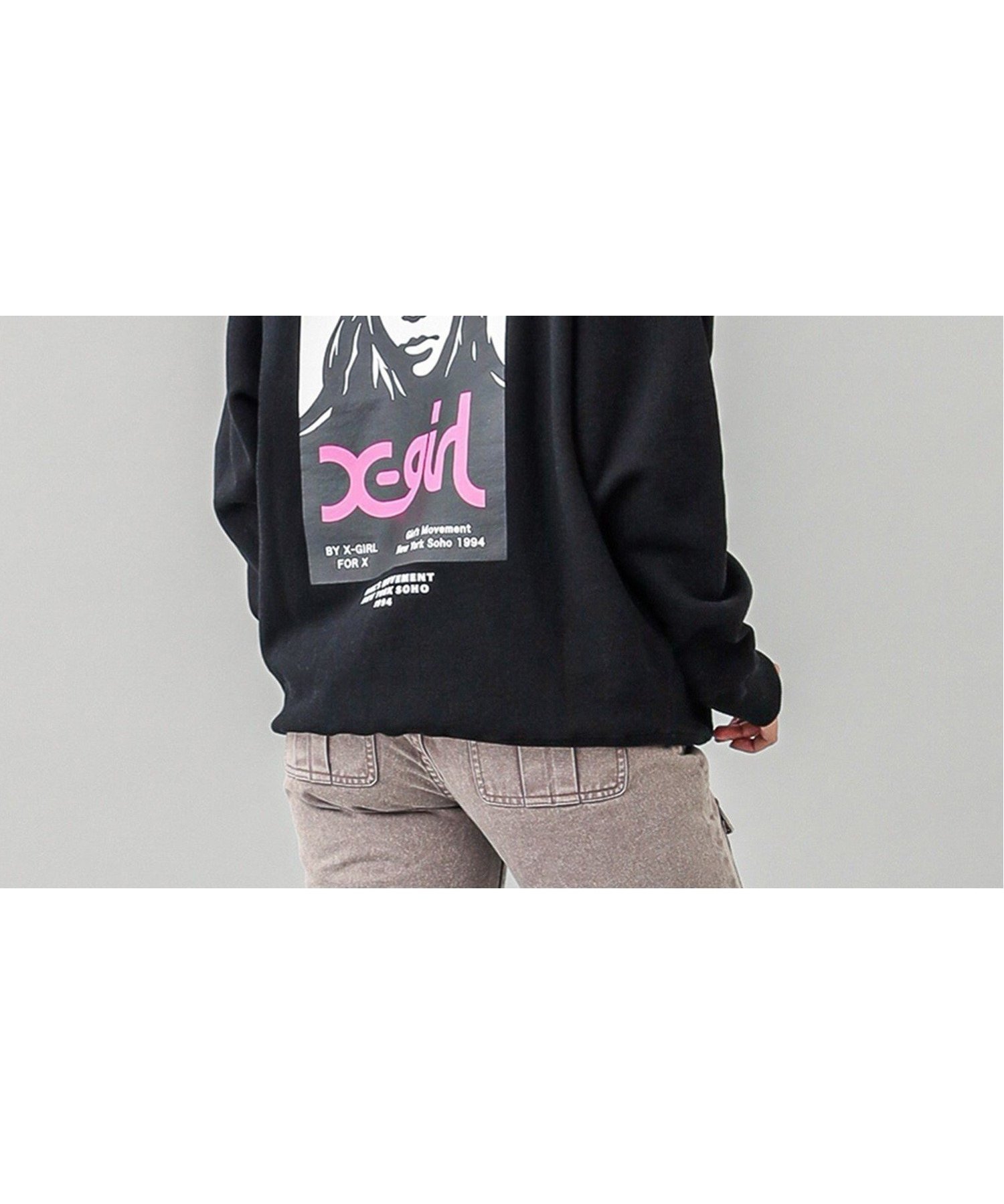 【エックスガール/X-girl】のX-girl FACE POSTER SWEAT HOODIE インテリア・キッズ・メンズ・レディースファッション・服の通販 founy(ファニー) 　ファッション　Fashion　レディースファッション　WOMEN　トップス・カットソー　Tops/Tshirt　パーカ　Sweats　スウェット　Sweat　A/W・秋冬　Aw・Autumn/Winter・Fw・Fall-Winter　グラフィック　Graphic　スウェット　Sweat　パーカー　Hoodie　フロント　Front　プリント　Print　ベーシック　Basic　ロング　Long　ワンポイント　One Point　定番　Standard　BLACK|ID: prp329100004173903 ipo3291000000029060644