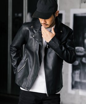 【ロッキーモンロー/Rocky Monroe】のダブルライダースフェイクレザージャケット 人気、トレンドファッション・服の通販 founy(ファニー) ファッション Fashion レディースファッション WOMEN アウター Coat Outerwear ジャケット Jackets ライダース Riders Jacket インナー Inner カットソー Cut And Sew ショート Short ジップ Zip ジャケット Jacket フェイクレザー Faux Leather フロント Front ポケット Pocket メンズ Mens 再入荷 Restock/Back In Stock/Re Arrival おすすめ Recommend |ID:prp329100004175764