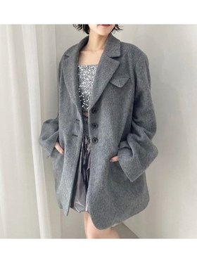 【リリーブラウン/Lily Brown】のシャギーオーバージャケット 人気、トレンドファッション・服の通販 founy(ファニー) ファッション Fashion レディースファッション WOMEN アウター Coat Outerwear ジャケット Jackets チェック Check フラップ Flap ポケット Pocket 無地 Plain Color |ID:prp329100004176046