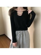 【ミニミニストア/miniministore】のネックレス風 Tシャツ レディース 長袖 人気、トレンドファッション・服の通販 founy(ファニー) ファッション Fashion レディースファッション WOMEN トップス・カットソー Tops/Tshirt シャツ/ブラウス Shirts/Blouses ロング / Tシャツ T-Shirts ジュエリー Jewelry ネックレス Necklaces A/W・秋冬 Aw・Autumn/Winter・Fw・Fall-Winter インナー Inner カットソー Cut And Sew シンプル Simple ジャケット Jacket チェーン Chain ネックレス Necklace ロング Long 冬 Winter 無地 Plain Color 長袖 Long Sleeve thumbnail ブラック|ID: prp329100004179394 ipo3291000000028951412