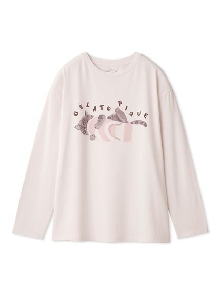 【ジェラート ピケ/gelato pique】のプレイフルキャットワンポイントロンT インテリア・キッズ・メンズ・レディースファッション・服の通販 founy(ファニー) 　ファッション　Fashion　レディースファッション　WOMEN　トップス・カットソー　Tops/Tshirt　ロング / Tシャツ　T-Shirts　おすすめ　Recommend　なめらか　Smooth　シューズ　Shoes　プリント　Print　ボトム　Bottom　ロング　Long　猫　Cat　PNK[066]|ID: prp329100004180760 ipo3291000000028966270