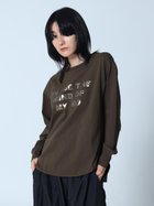 【ラシュッド/LASUD】のロングスリーブ箔ロゴカットソー 人気、トレンドファッション・服の通販 founy(ファニー) ファッション Fashion レディースファッション WOMEN トップス・カットソー Tops/Tshirt カットソー Cut and Sewn A/W・秋冬 Aw・Autumn/Winter・Fw・Fall-Winter インナー Inner スリーブ Sleeve プリント Print ベーシック Basic ロング Long 今季 This Season thumbnail ダークブラウン|ID: prp329100004180819 ipo3291000000029167843