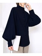 【ジュノア/JUNOAH】のスタンドカラーとろみシャツボリューム袖 人気、トレンドファッション・服の通販 founy(ファニー) ファッション Fashion レディースファッション WOMEN トップス・カットソー Tops/Tshirt シャツ/ブラウス Shirts/Blouses とろみ Thickness スタンド Stand thumbnail ネイビー|ID: prp329100004181118 ipo3291000000028967959