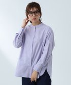 【ビームス ハート/BEAMS HEART】のバンドカラー オーバーシャツブラウス LAVENDER STRIPE|ID: prp329100004181130 ipo3291000000028968021