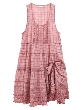 【ピンクハウス/PINK HOUSE】のたくし上げリボン付きジャンパースカート 人気、トレンドファッション・服の通販 founy(ファニー) ファッション Fashion レディースファッション WOMEN スカート Skirt チェック Check デニム Denim フリル Frills フロント Front ベーシック Basic リボン Ribbon 定番 Standard 無地 Plain Color 秋 Autumn/Fall |ID:prp329100004182021