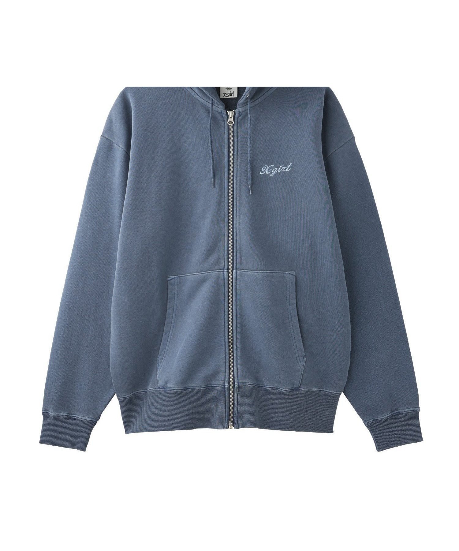 【エックスガール/X-girl】のFACE PIGMENT DYED ZIP UP SWEAT HOODIE インテリア・キッズ・メンズ・レディースファッション・服の通販 founy(ファニー) 　ファッション　Fashion　レディースファッション　WOMEN　トップス・カットソー　Tops/Tshirt　パーカ　Sweats　スウェット　Sweat　A/W・秋冬　Aw・Autumn/Winter・Fw・Fall-Winter　おすすめ　Recommend　グラフィック　Graphic　シンプル　Simple　スウェット　Sweat　デニム　Denim　パーカー　Hoodie　フロント　Front　ミニスカート　Mini Skirt　ロング　Long　ワンポイント　One Point　今季　This Season　定番　Standard　旅行　Travel　NAVY|ID: prp329100004185205 ipo3291000000028994226