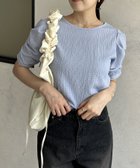 【ゼヴォン/Thevon】のパフスリーブ5分袖エンボスプルオーバー 人気、トレンドファッション・服の通販 founy(ファニー) ファッション Fashion レディースファッション WOMEN トップス・カットソー Tops/Tshirt プルオーバー Pullover 2024年 2024 2024春夏・S/S Ss,Spring/Summer,2024 S/S・春夏 Ss・Spring/Summer インナー Inner カットソー Cut And Sew シャーリング Shirring スラックス Slacks スリーブ Sleeve タイトスカート Tight Skirt デニム Denim 夏 Summer 春 Spring 楽ちん Easy thumbnail ブルー|ID: prp329100004185319 ipo3291000000028994840