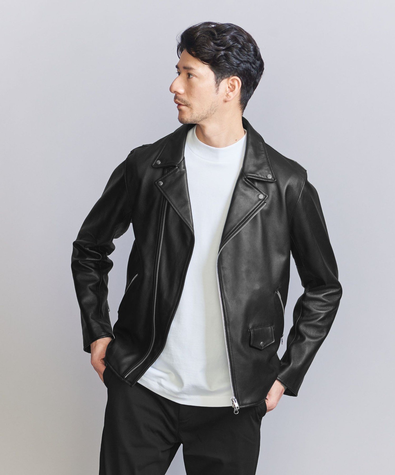 【ビューティ&ユース ユナイテッドアローズ/BEAUTY&YOUTH / UNITED ARROWS / MEN】の【WEB限定 WARDROBE SMART】 シープ ダブル ライダースジャケット 人気、トレンドファッション・服の通販 founy(ファニー) 　ファッション　Fashion　メンズファッション　MEN　シンプル　Simple　スマート　Smart　ダブル　Double　ファブリック　Fabric　フロント　Front　ポケット　Pocket　ライダースジャケット　Riders Jacket　おすすめ　Recommend　エレガント 上品　Elegant　 other-1|ID: prp329100004186561 ipo3291000000029543013