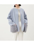 【ミラオーウェン/Mila Owen】の【WEB限定カラー】2WAYファーポケットリバーコート 人気、トレンドファッション・服の通販 founy(ファニー) ファッション Fashion レディースファッション WOMEN アウター Coat Outerwear コート Coats なめらか Smooth シンプル Simple ポケット Pocket リアル Real 秋 Autumn/Fall thumbnail BLU[086]|ID: prp329100004186659 ipo3291000000029009442