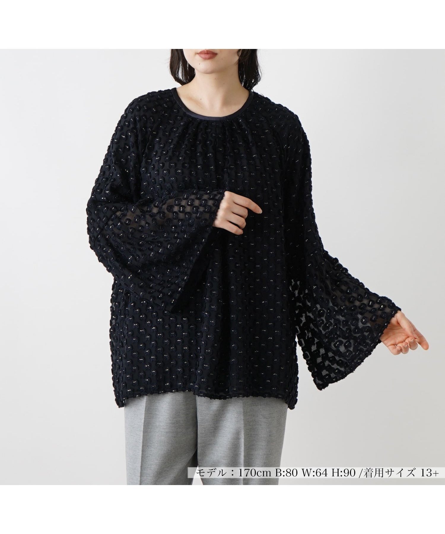 【レリアンプラスハウス/Leilian PLUS HOUSE】のブラウス 人気、トレンドファッション・服の通販 founy(ファニー) 　ファッション　Fashion　レディースファッション　WOMEN　トップス・カットソー　Tops/Tshirt　シャツ/ブラウス　Shirts/Blouses　ギャザー　Gather　シアー　Sheer　スリーブ　Sleeve　ドット　Dot　バランス　Balance　ファブリック　Fabric　モチーフ　Motif　冬　Winter　 other-1|ID: prp329100004186851 ipo3291000000029156701