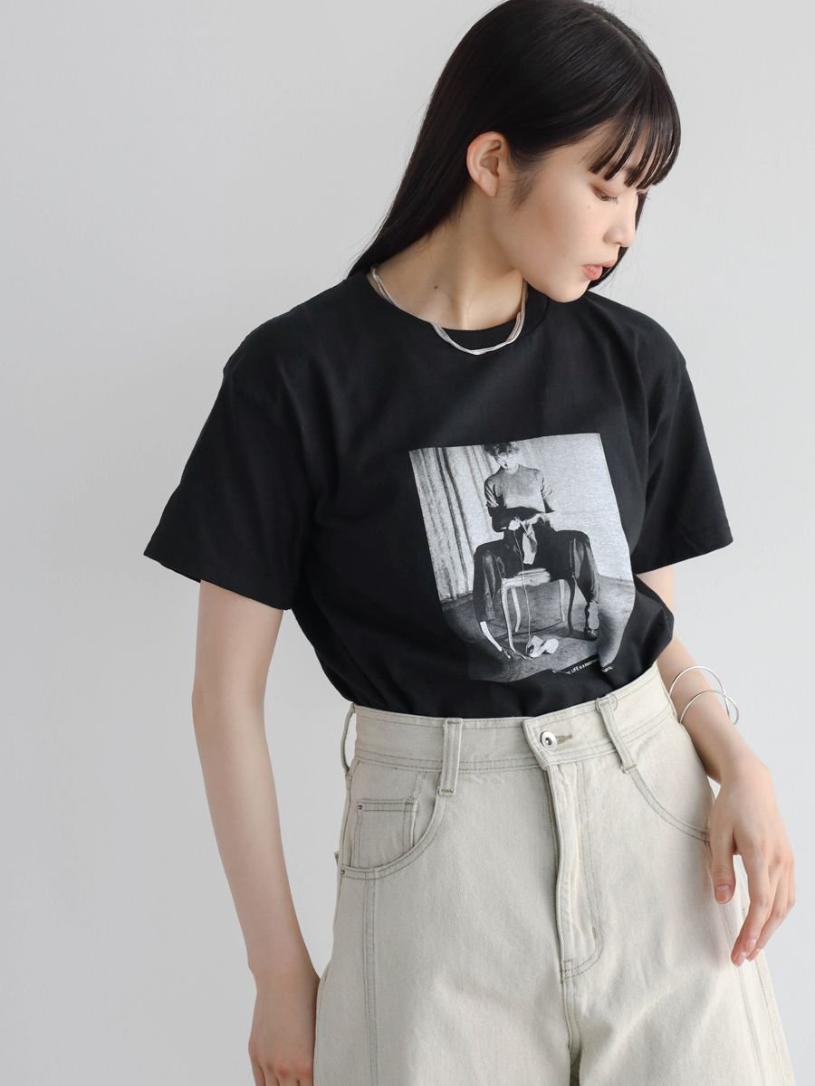 【ラシュッド/LASUD】のグラフィックプリントTシャツ(woman) インテリア・キッズ・メンズ・レディースファッション・服の通販 founy(ファニー) 　ファッション　Fashion　レディースファッション　WOMEN　トップス・カットソー　Tops/Tshirt　シャツ/ブラウス　Shirts/Blouses　ロング / Tシャツ　T-Shirts　グラフィック　Graphic　プリント　Print　ブラック|ID: prp329100004187142 ipo3291000000029166592