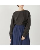 【メルローズ クレール/MELROSE claire】の【コットン100%カフススリーブ刺繍入りロングTシャツ】 チャコールグレー|ID: prp329100004187928 ipo3291000000029014483