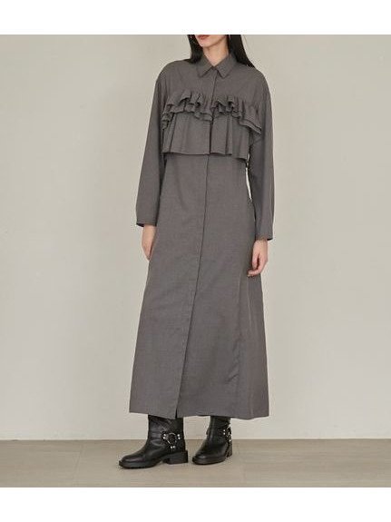 【スタイリング/styling】のラッフルシャツワンピース インテリア・キッズ・メンズ・レディースファッション・服の通販 founy(ファニー) 　ファッション　Fashion　レディースファッション　WOMEN　ワンピース　Dress　シャツワンピース　Shirt Dresses　フェミニン　Feminine　フレア　Flare　ポケット　Pocket　ラッフル　Raffle　CGRY[007]|ID: prp329100004189489 ipo3291000000029024262