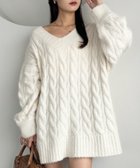 【ナイスクラップ/NICE CLAUP】のVネックケーブルニットワンピ 人気、トレンドファッション・服の通販 founy(ファニー) ファッション Fashion レディースファッション WOMEN ワンピース Dress ニットワンピース Knit Dresses 2024年 2024 2024-2025秋冬・A/W Aw/Autumn/Winter/Fw/Fall/2024-2025 おすすめ Recommend オフショル Off Shoulder デニム Denim ロング Long ワンショル One Shoulder thumbnail アイボリー|ID: prp329100004189600 ipo3291000000029073732