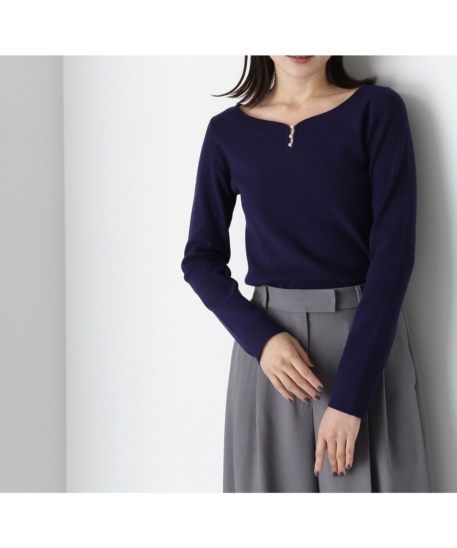 【ナチュラル ビューティー ベーシック/NATURAL BEAUTY BASIC】の総針ベーシックシリーズ カーブネックニット 24AW 人気、トレンドファッション・服の通販 founy(ファニー) 　ファッション　Fashion　レディースファッション　WOMEN　トップス・カットソー　Tops/Tshirt　ニット　Knit Tops　2024年　2024　2024-2025秋冬・A/W　Aw/Autumn/Winter/Fw/Fall/2024-2025　コンパクト　Compact　パール　Pearl　ベーシック　Basic　エレガント 上品　Elegant　定番　Standard　 other-1|ID: prp329100004189920 ipo3291000000029025955